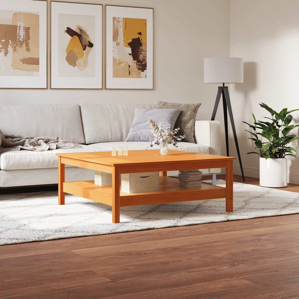 Coffee Table Wax Brown 100x100x40 cm Solid Wood Pine