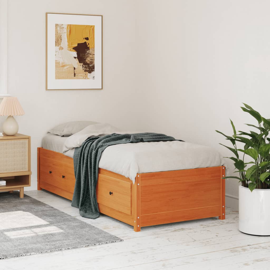 Day Bed without Mattress Wax Brown 90x190 cm Single Solid Wood Pine