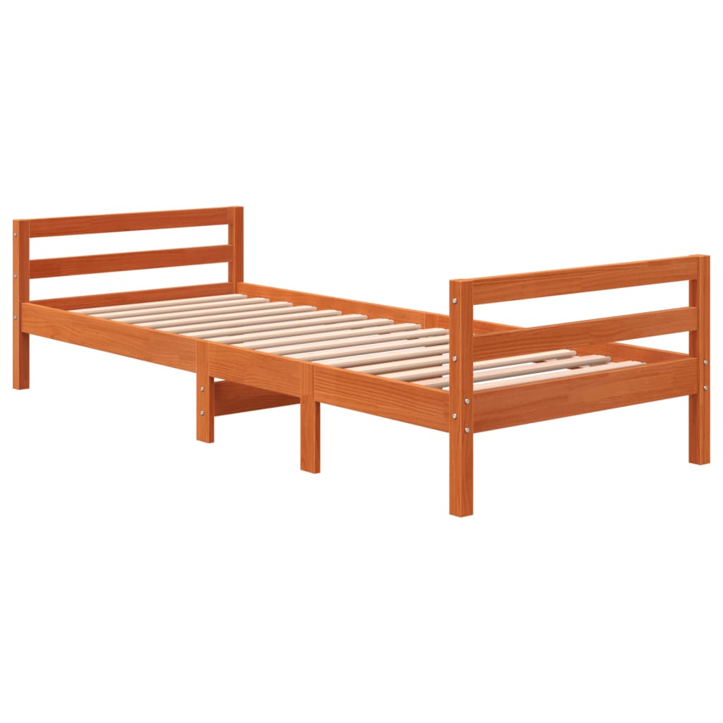Bed Frame without Mattress Wax Brown 90x200 cm Solid Wood Pine