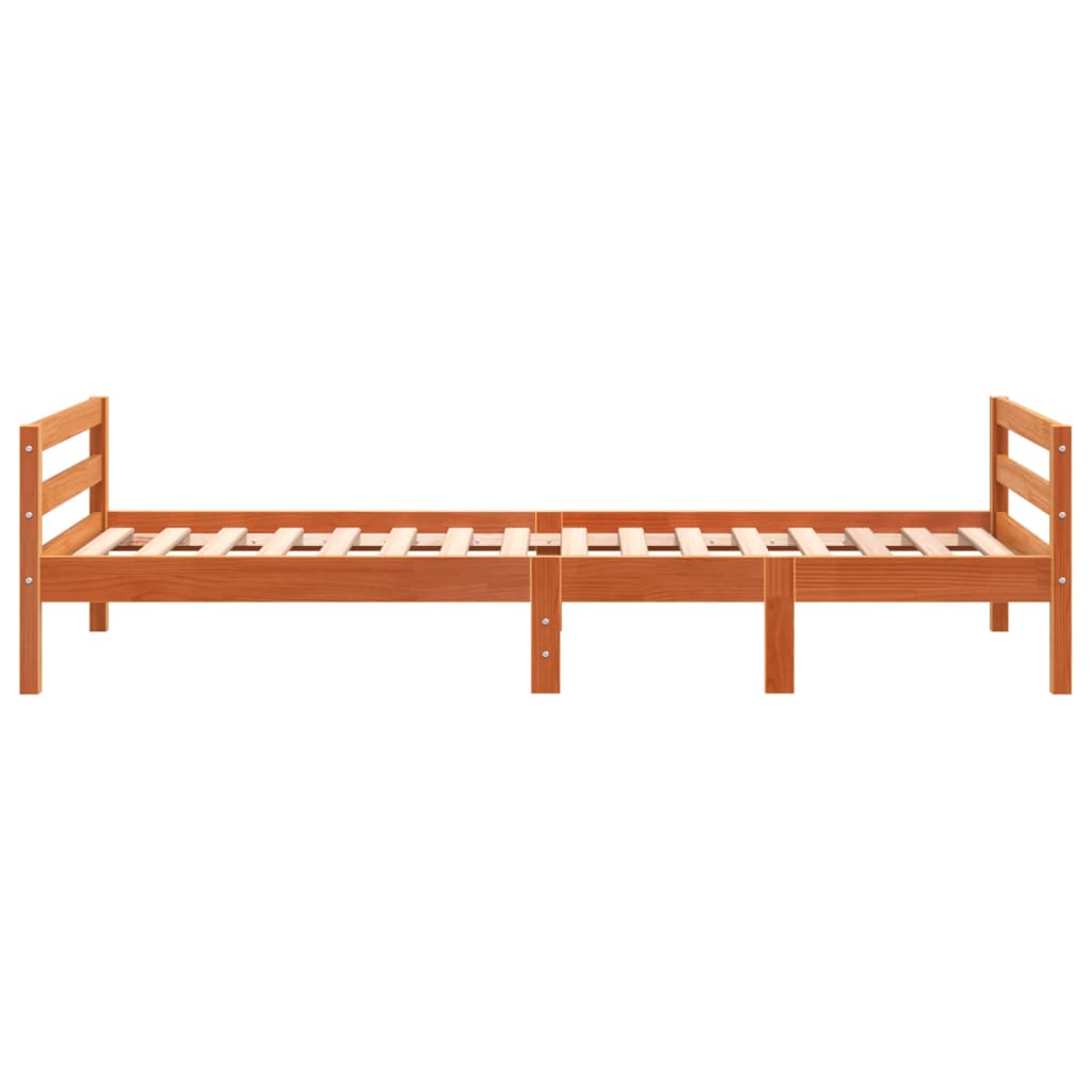 Bed Frame without Mattress Wax Brown 90x200 cm Solid Wood Pine