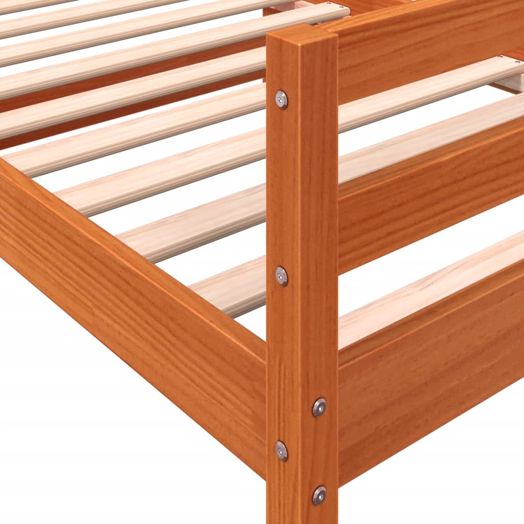 Bed Frame without Mattress Wax Brown 90x200 cm Solid Wood Pine