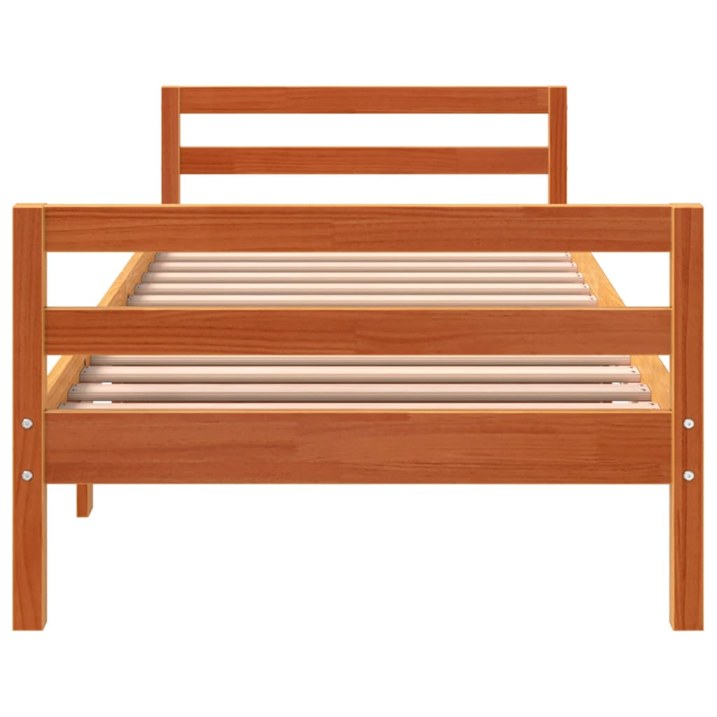 Bed Frame without Mattress Wax Brown 75x190 cm Small Single Solid Wood Pine