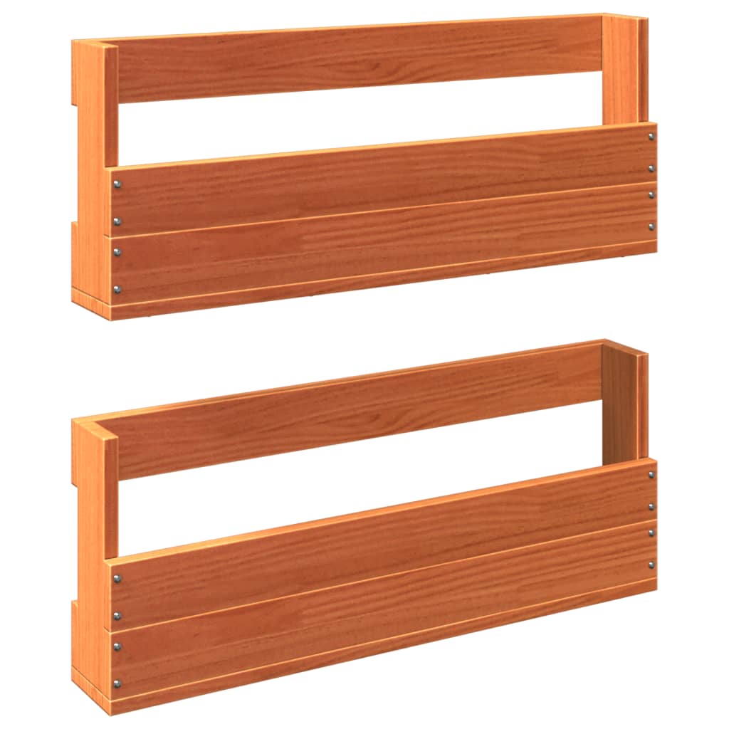 vidaXL Wall-mounted Shoe Racks 2 pcs Wax Brown 59x8.5x23.5 cm Solid Wood Pine