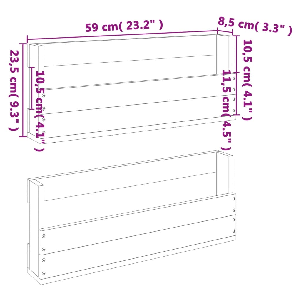 vidaXL Wall-mounted Shoe Racks 2 pcs Wax Brown 59x8.5x23.5 cm Solid Wood Pine