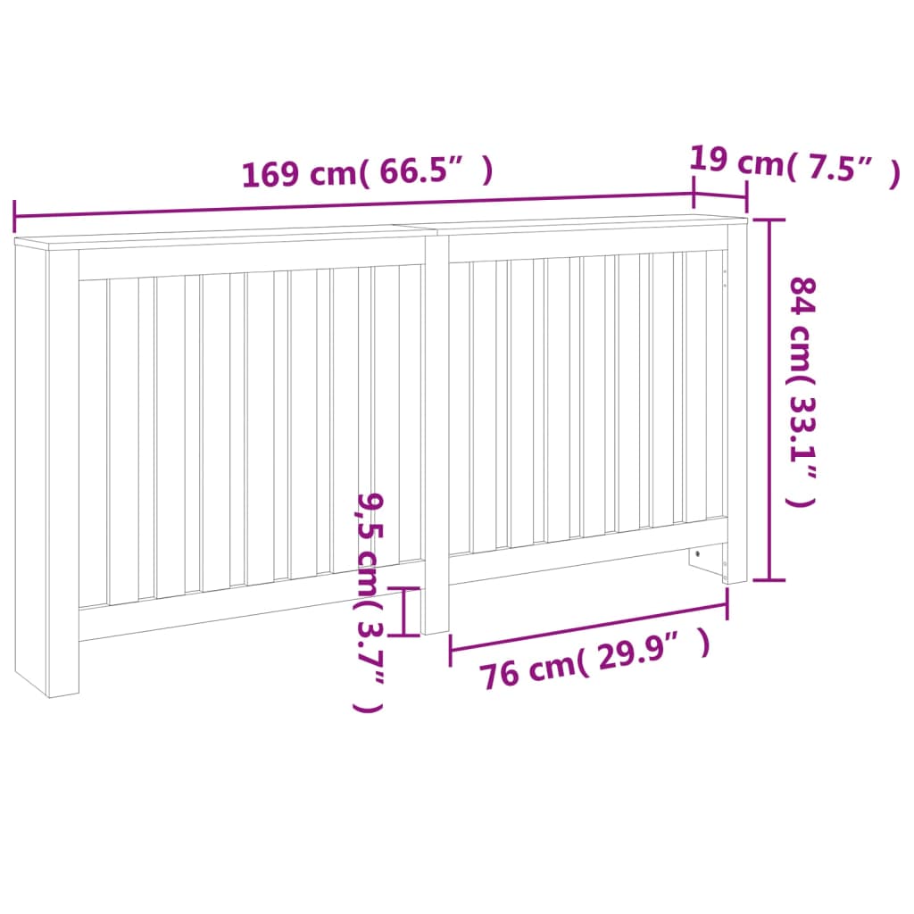 Radiator Cover Wax Brown 169x19x84 cm Solid Wood Pine
