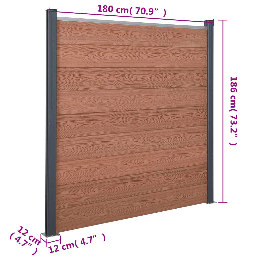vidaXL Fence Panel Set Brown 180x186 cm WPC