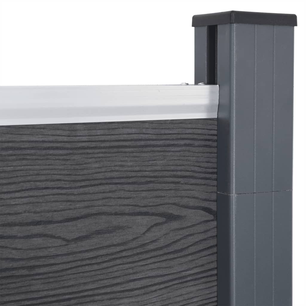 Fence Panel Set Grey 180x186 cm WPC
