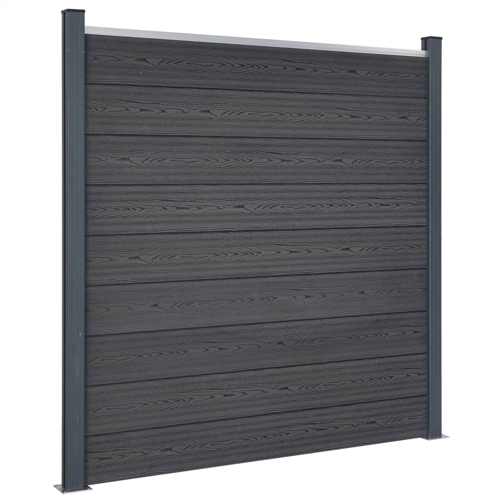 Fence Panel Set Grey 526x186 cm WPC