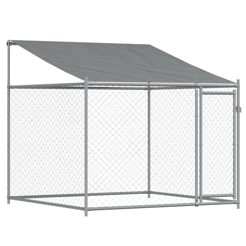 vidaXL Dog Cage with Roof and Door Grey 2x2x2 m Galvanised Steel