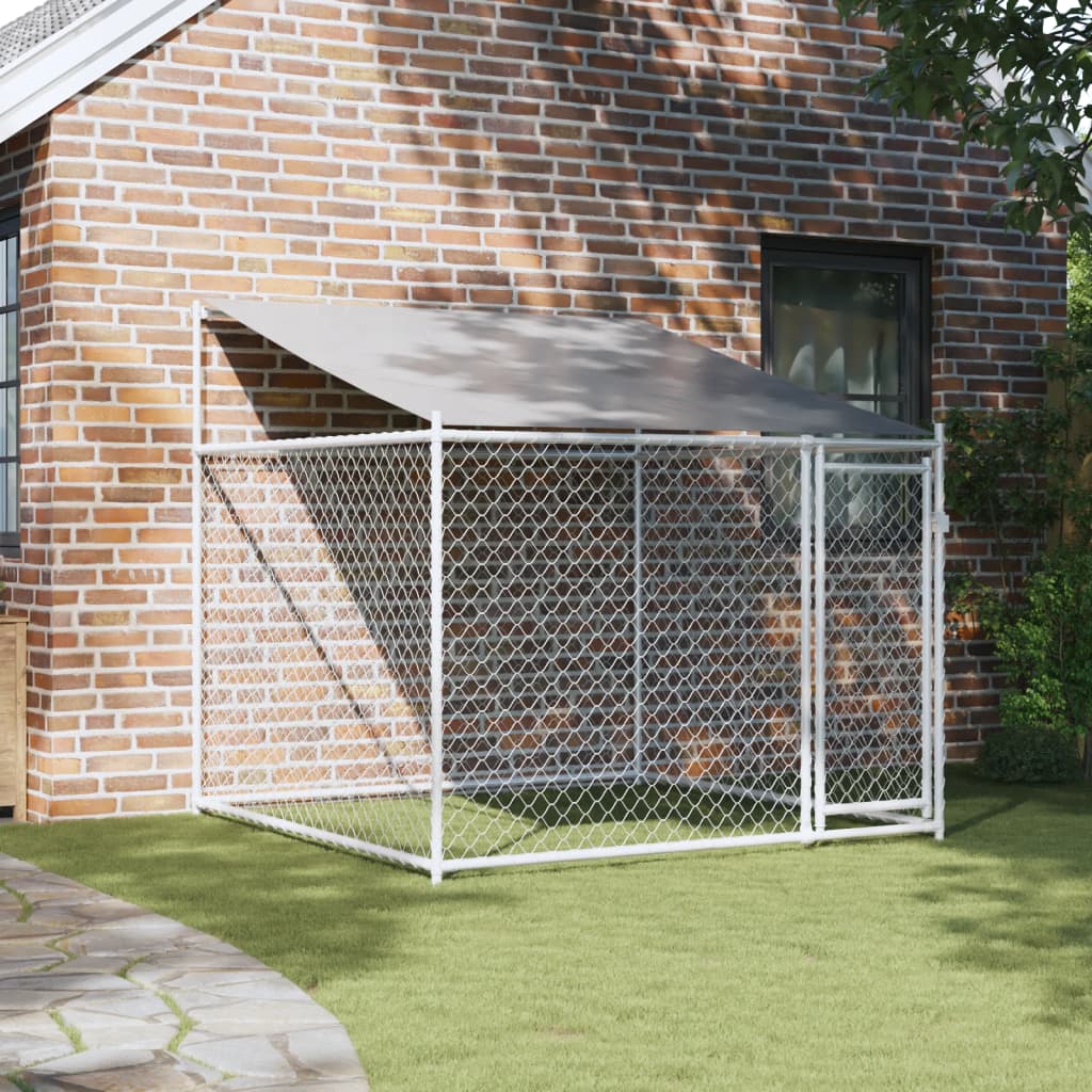 vidaXL Dog Cage with Roof and Door Grey 2x2x2 m Galvanised Steel