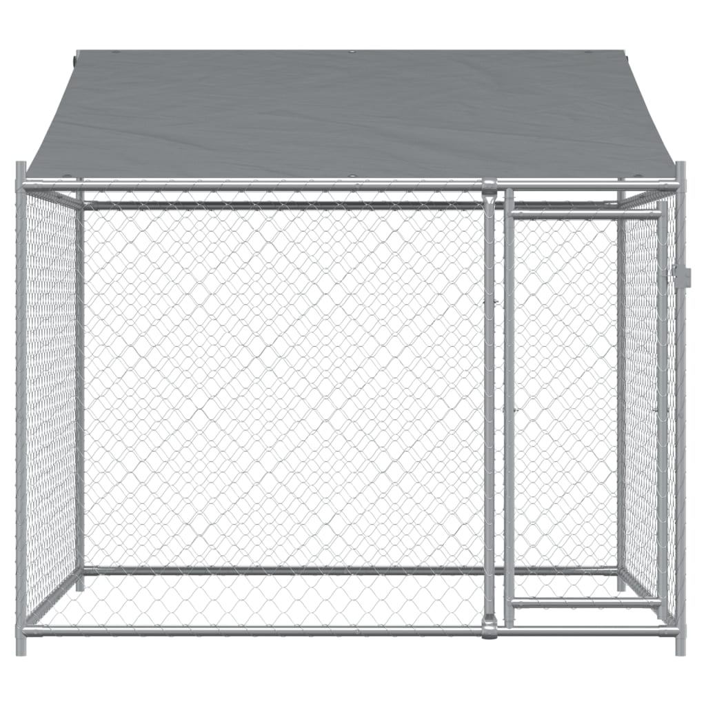 vidaXL Dog Cage with Roof and Door Grey 2x2x2 m Galvanised Steel