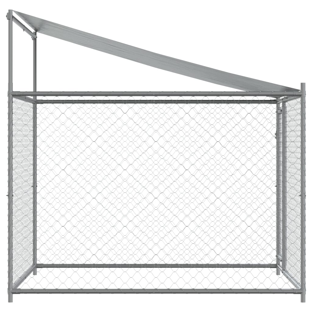 vidaXL Dog Cage with Roof and Door Grey 2x2x2 m Galvanised Steel