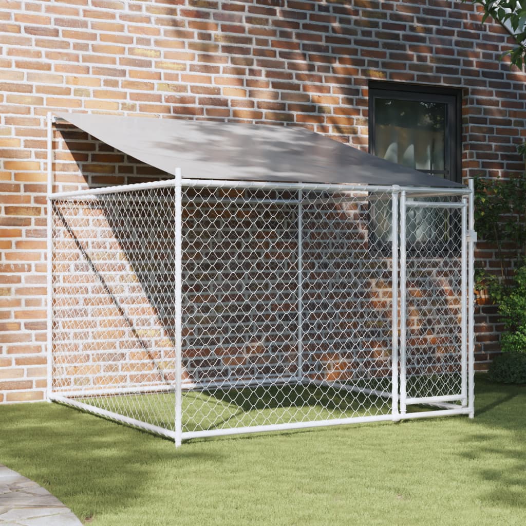 vidaXL Dog Cage with Roof and Door Grey 2x2x2 m Galvanised Steel