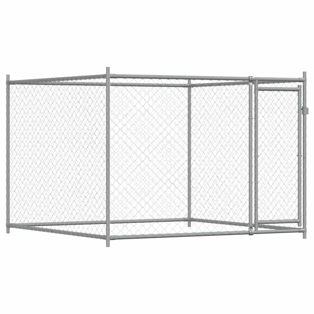 Dog Cage with Door Grey 2x2x1,5 m Galvanised Steel
