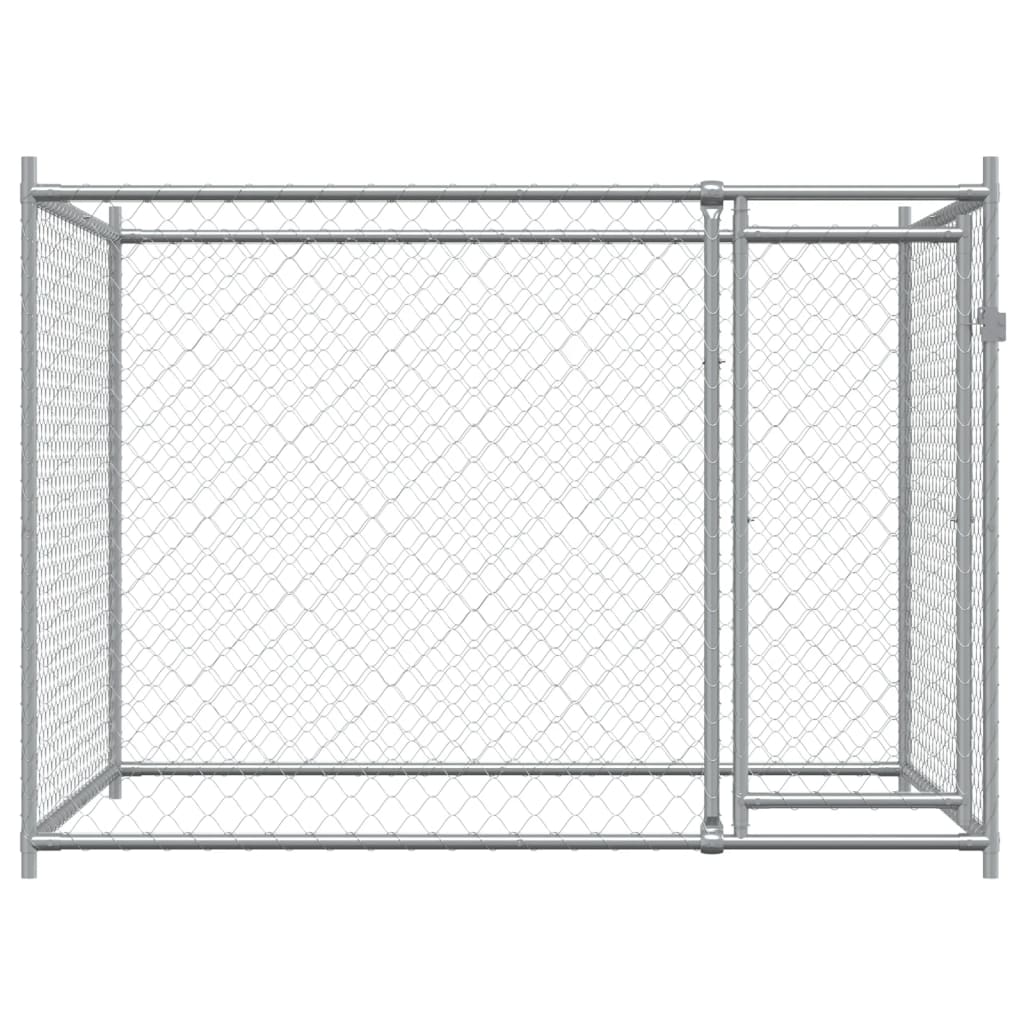 vidaXL Dog Cage with Door Grey 2x2x1.5 m Galvanised Steel