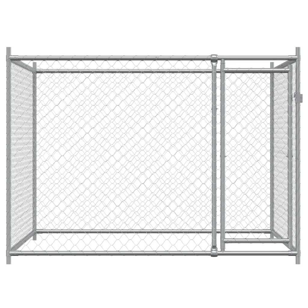 Dog Cage with Door Grey 2x2x1,5 m Galvanised Steel