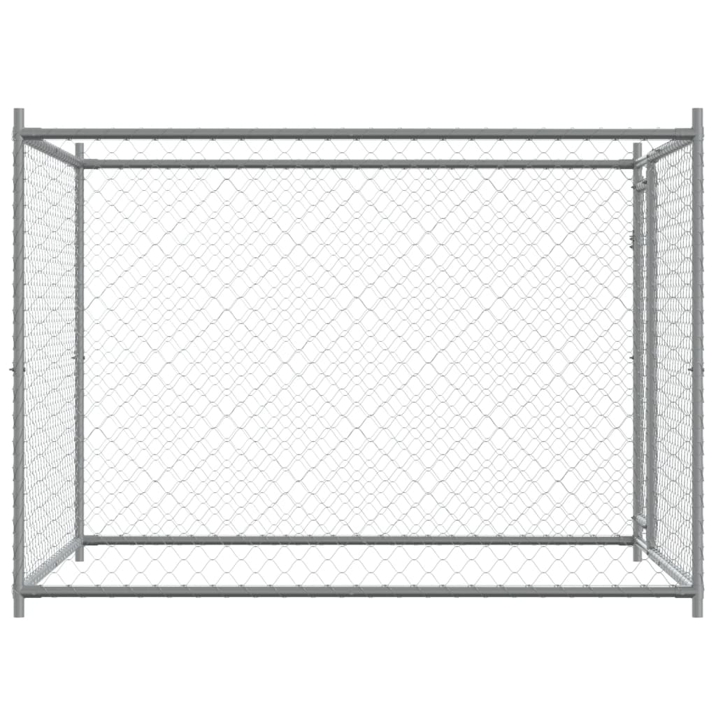 vidaXL Dog Cage with Door Grey 2x2x1.5 m Galvanised Steel