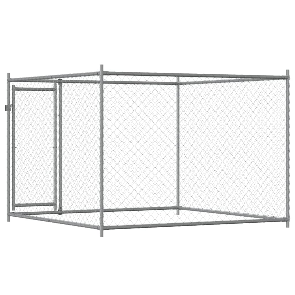 vidaXL Dog Cage with Door Grey 2x2x1.5 m Galvanised Steel