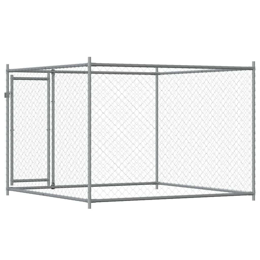 Dog Cage with Door Grey 2x2x1,5 m Galvanised Steel