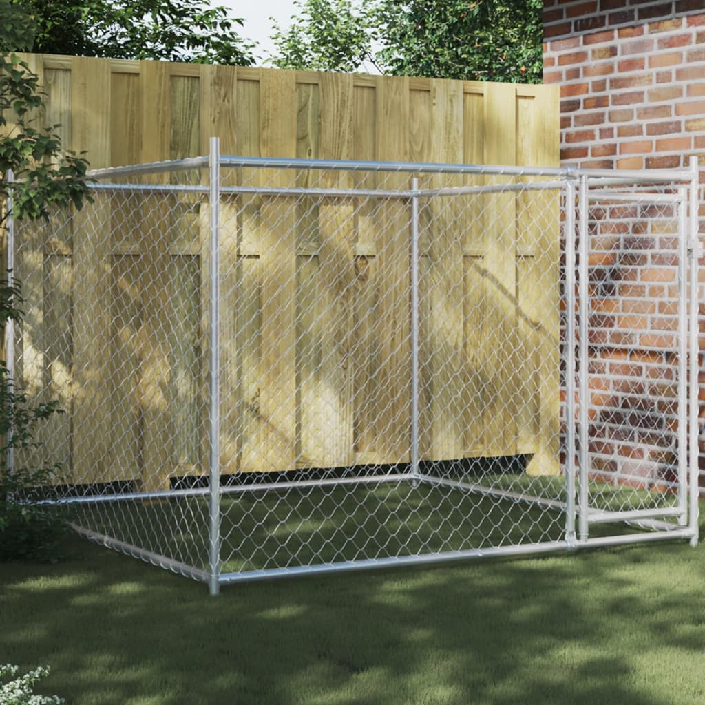 vidaXL Dog Cage with Door Grey 2x2x1.5 m Galvanised Steel