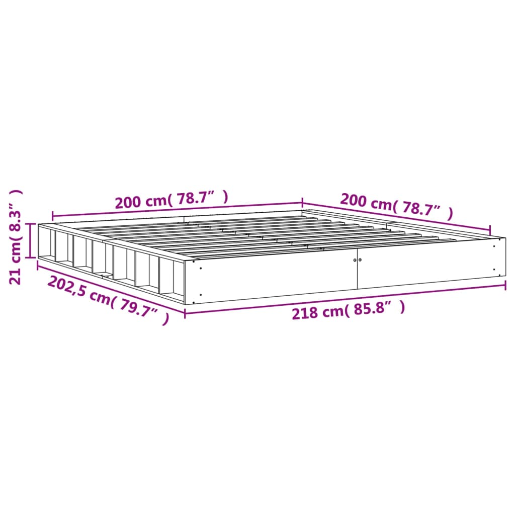 vidaXL Bed Frame without Mattress Wax Brown 200x200 cm Solid Wood Pine