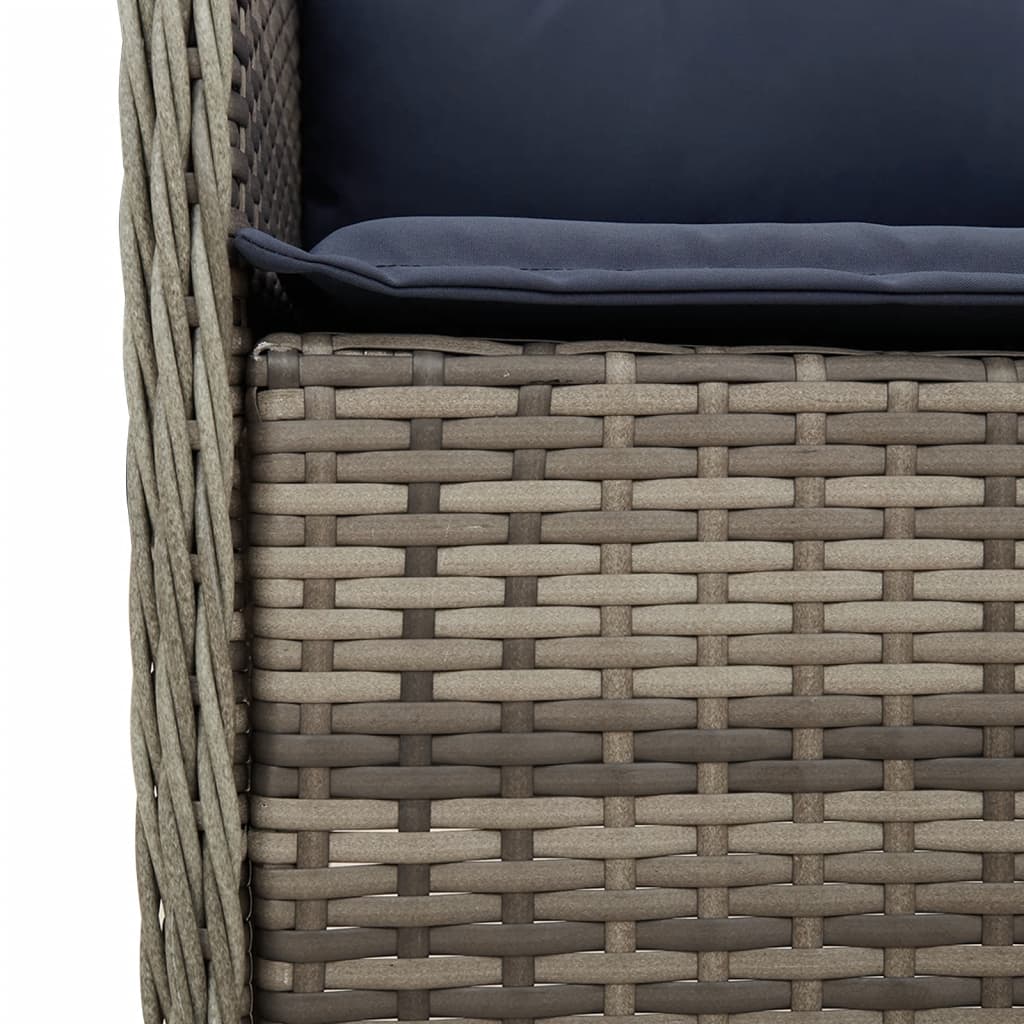7 Piece Garden Dining Set with Cushions Grey Poly Rattan (US only)