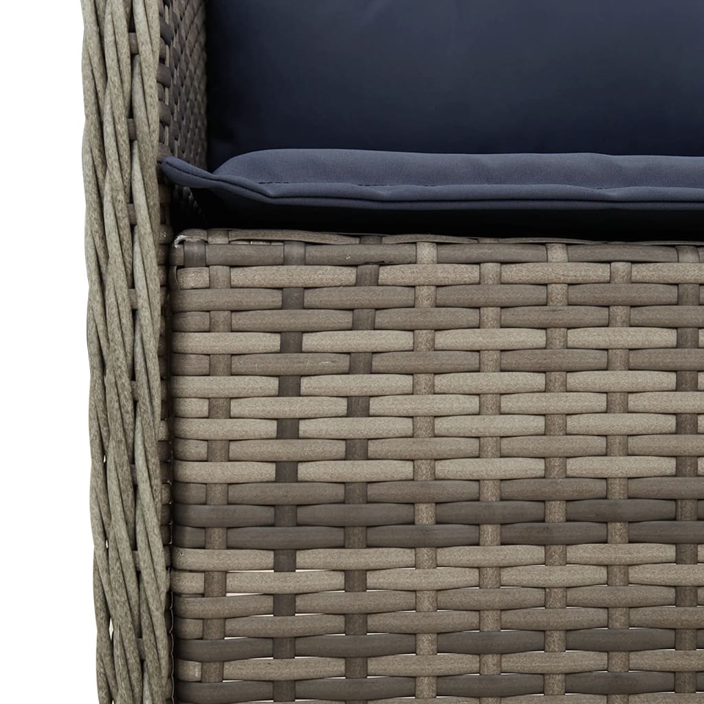 9 Piece Garden Dining Set with Cushions Grey Poly Rattan (US only)