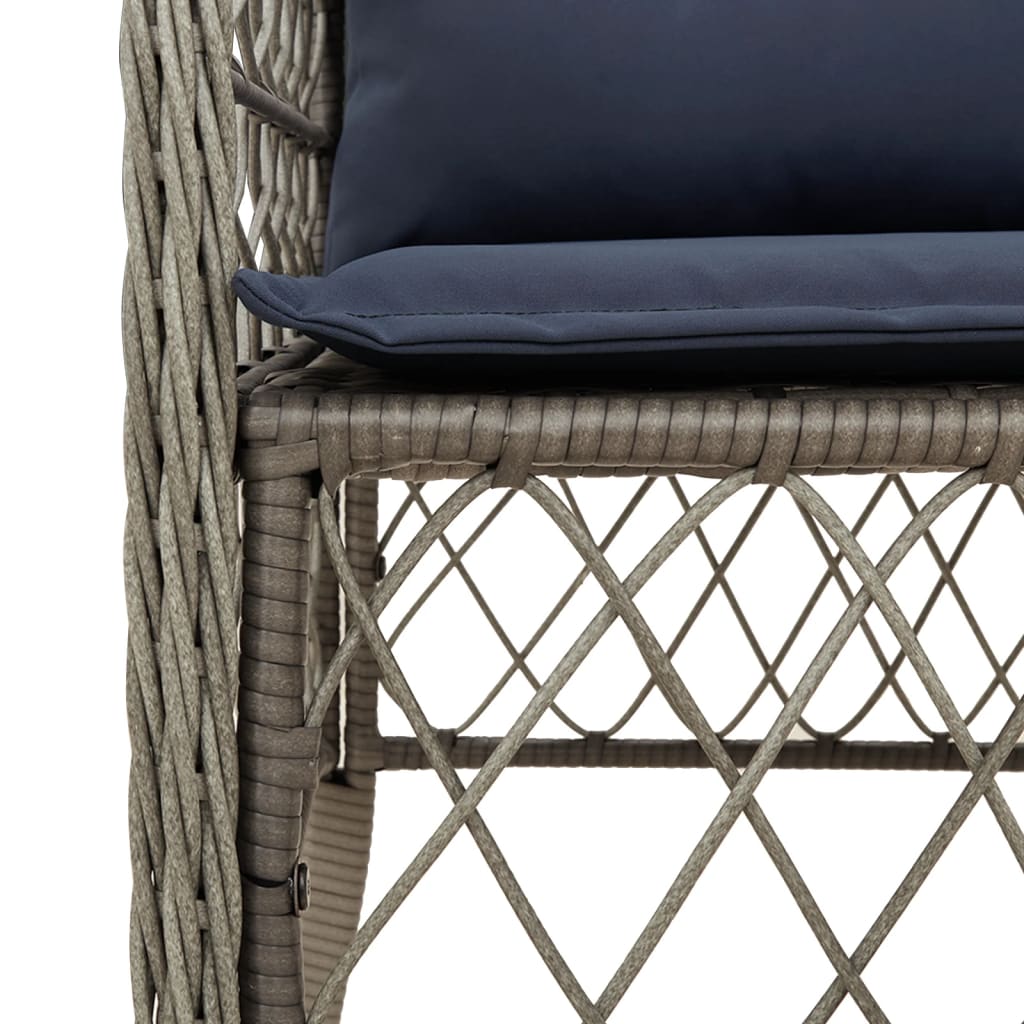 9 Piece Garden Dining Set with Cushions Grey Poly Rattan