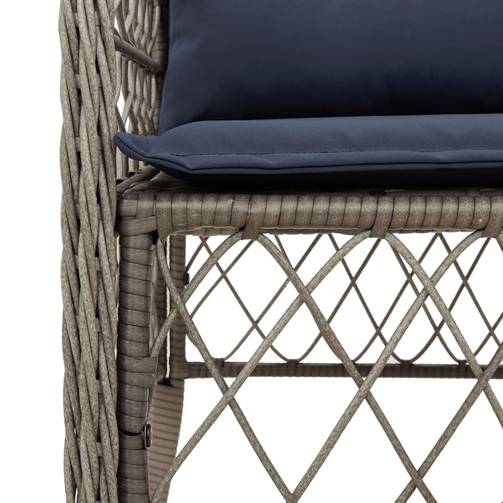 7 Piece Garden Dining Set with Cushions Grey Poly Rattan (US only)