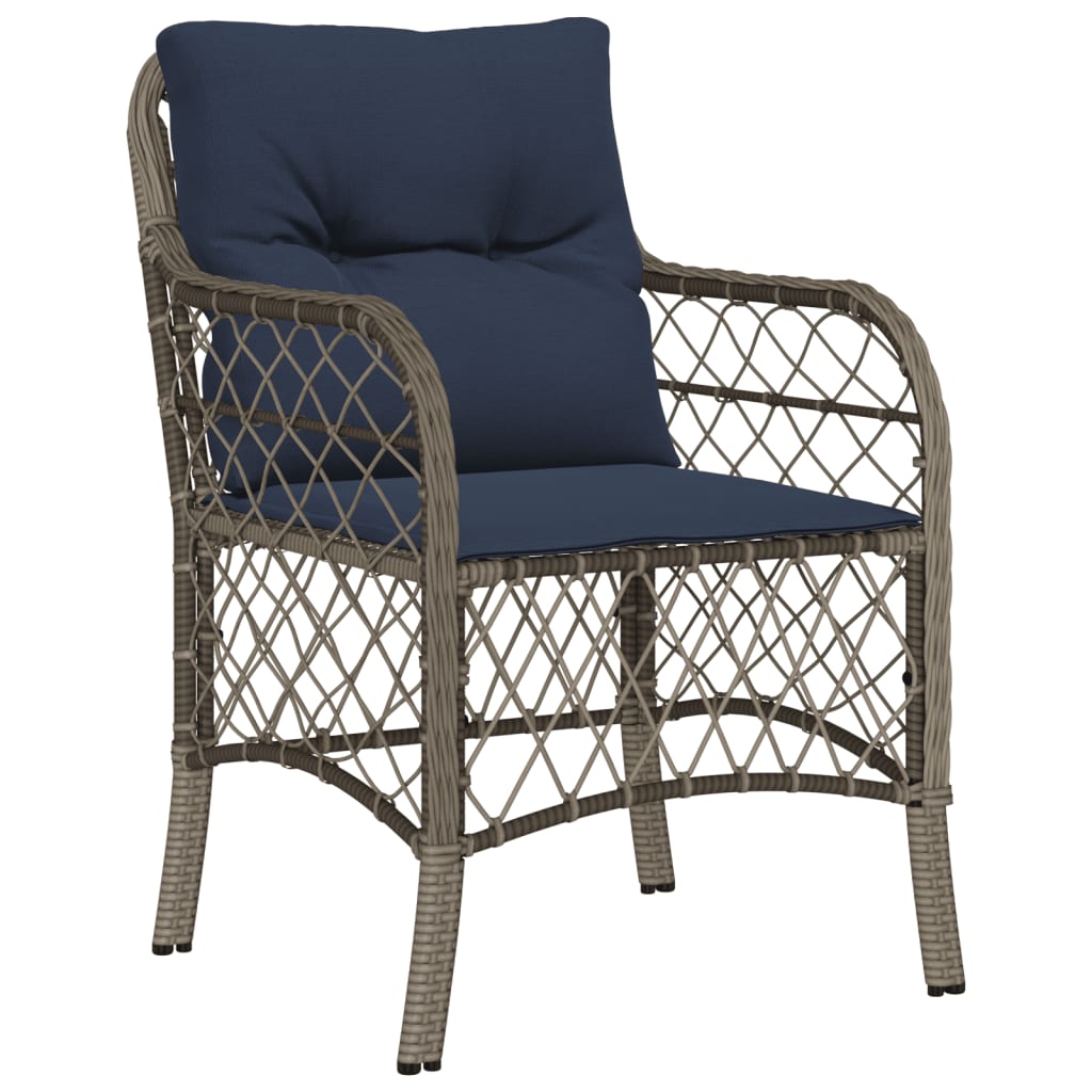 7 Piece Garden Dining Set with Cushions Grey Poly Rattan