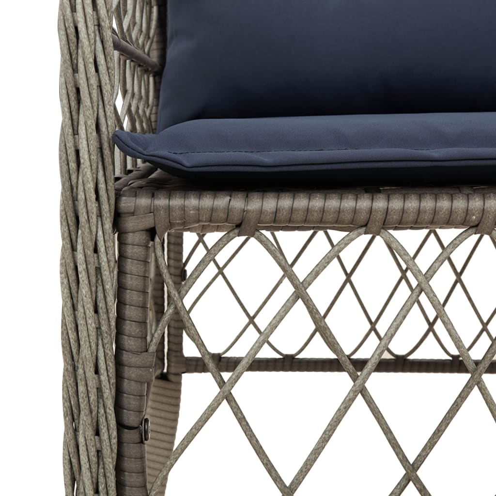 7 Piece Garden Dining Set with Cushions Grey Poly Rattan