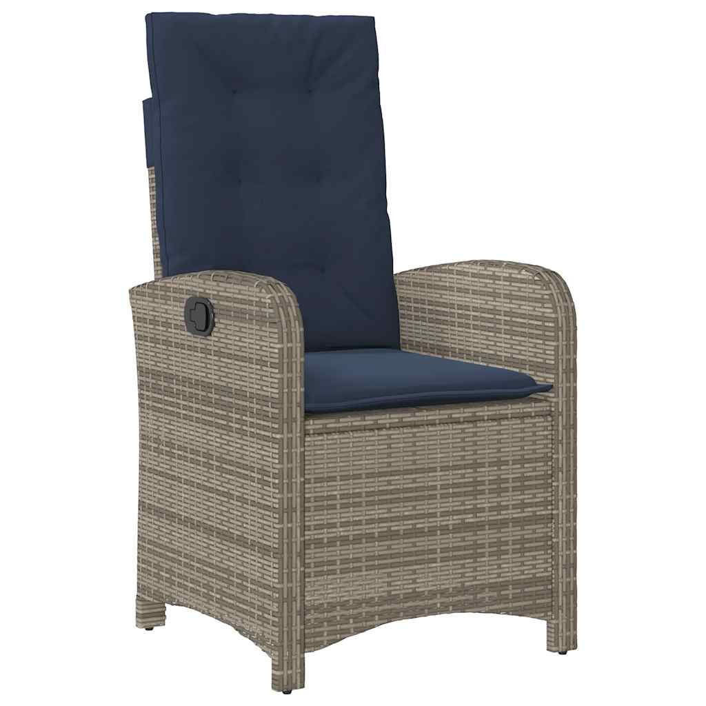 7 Piece Garden Dining Set with Cushions Grey Poly Rattan (US only)