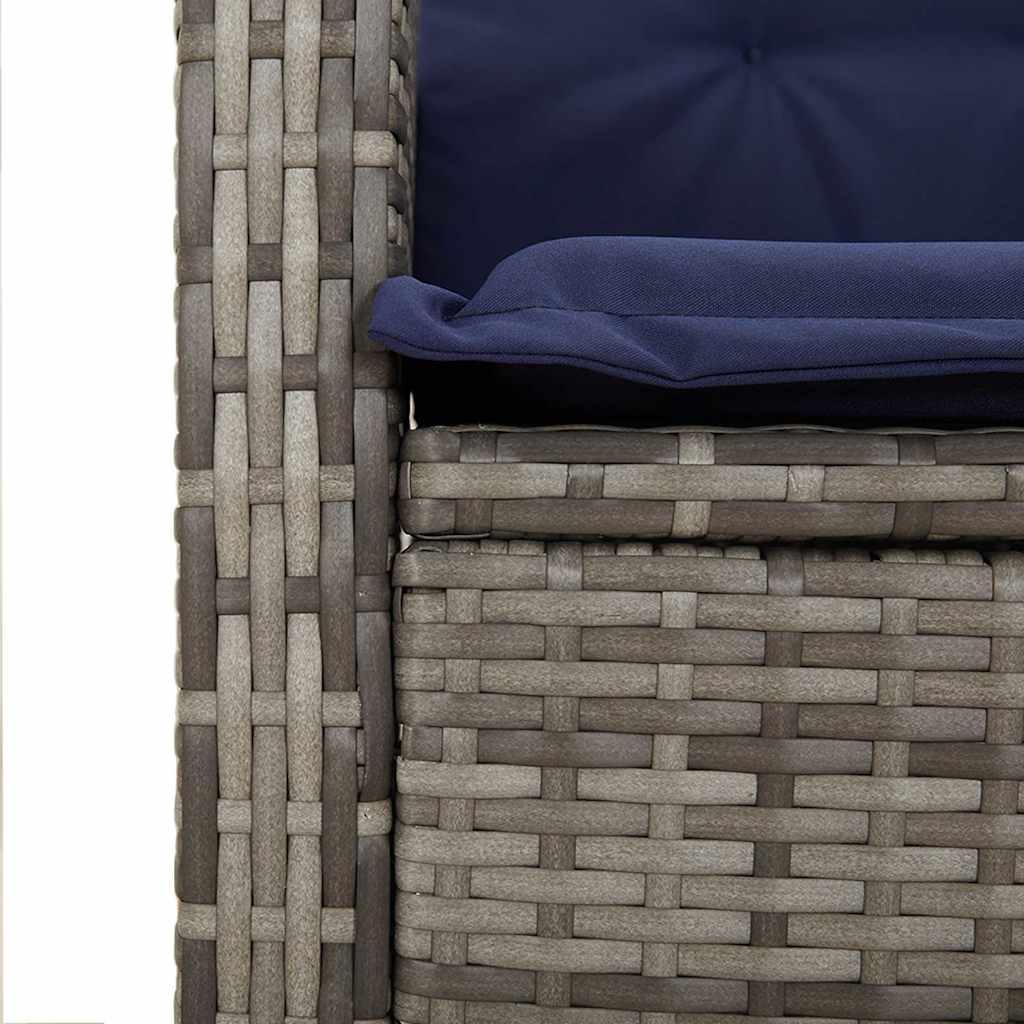 5 Piece Garden Dining Set with Cushions Grey Poly Rattan (US only)