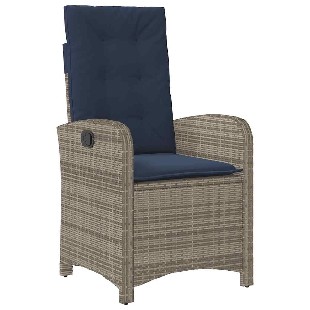 7 Piece Garden Dining Set with Cushions Grey Poly Rattan (US only)