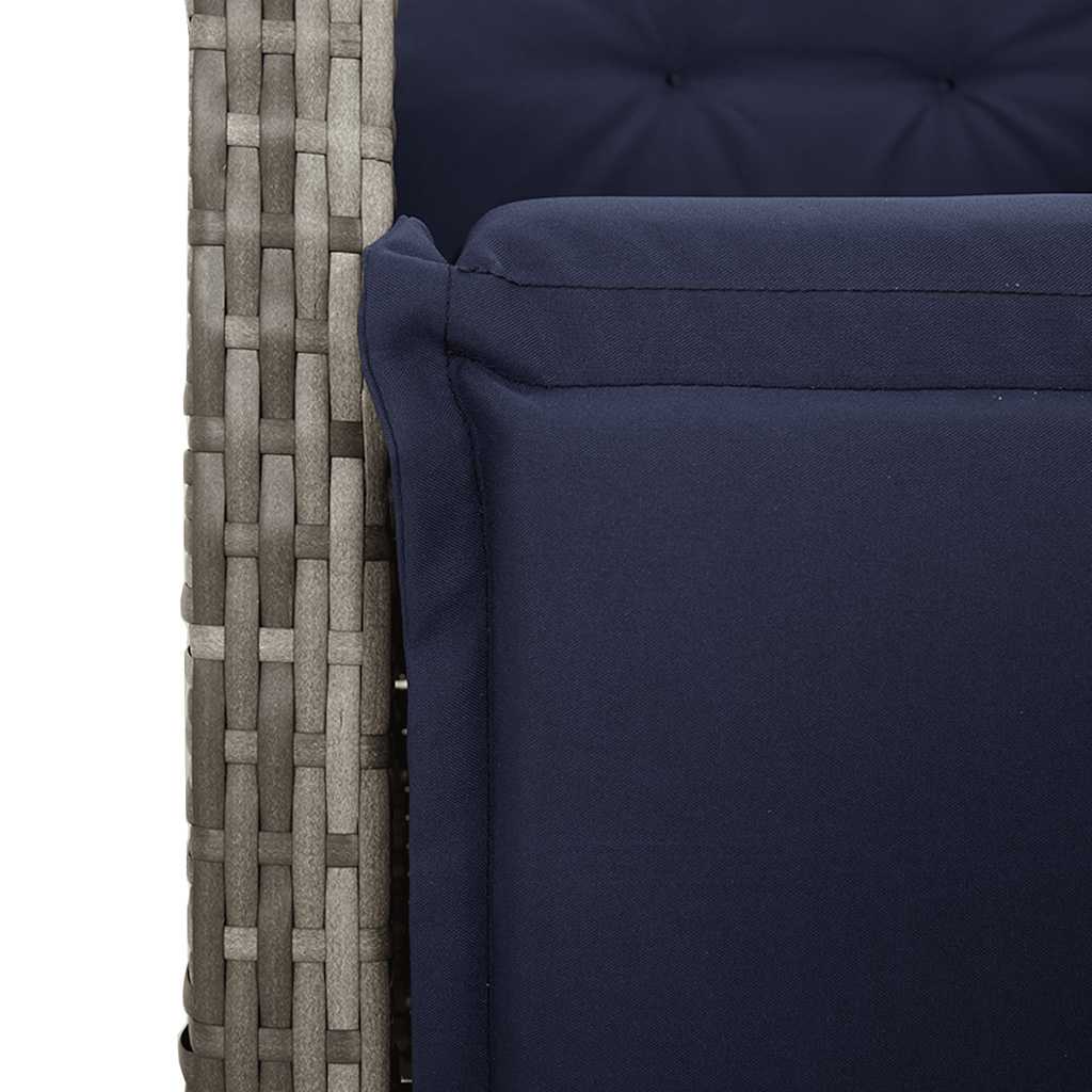 9 Piece Garden Dining Set with Cushions Grey Poly Rattan (US only)