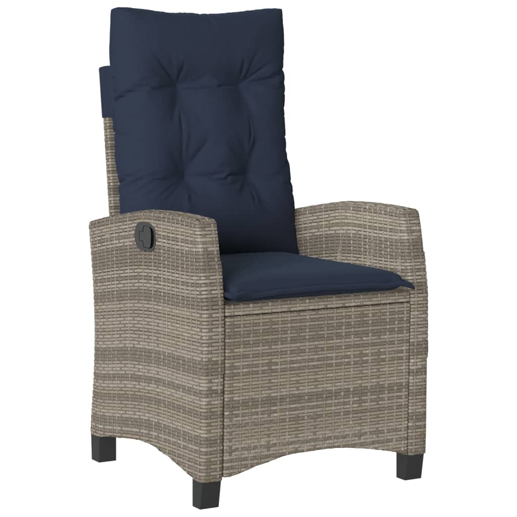 9 Piece Garden Dining Set with Cushions Grey Poly Rattan (US only)