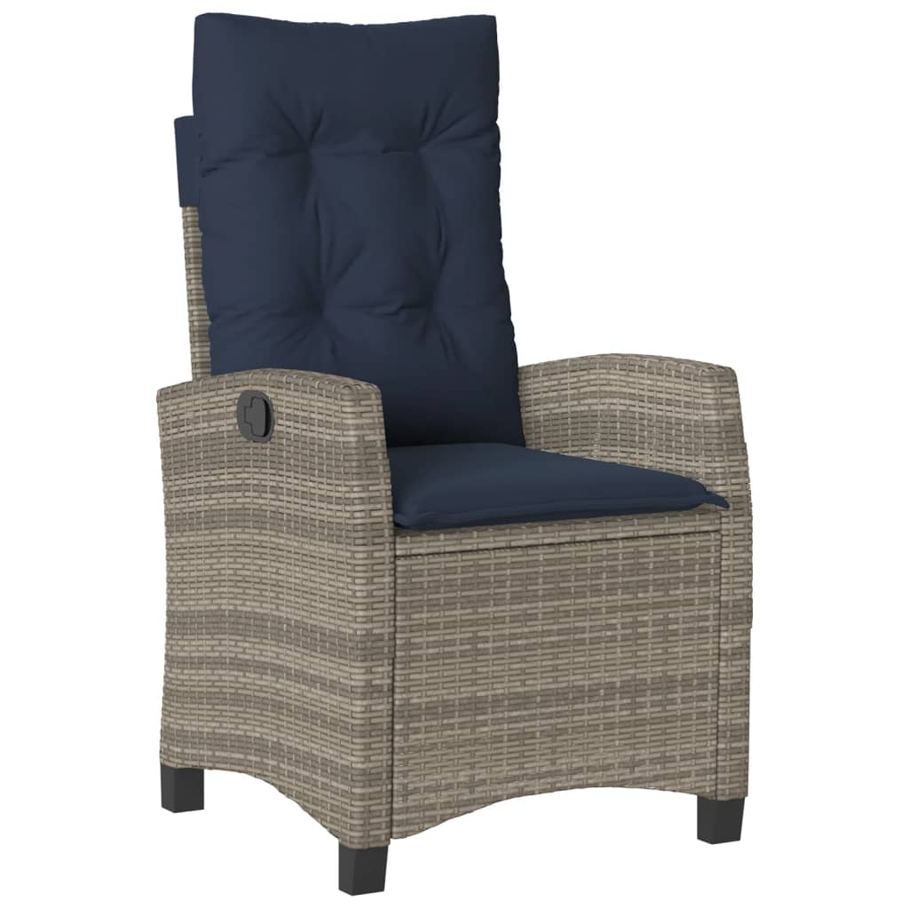 7 Piece Garden Dining Set with Cushions Grey Poly Rattan (US only)
