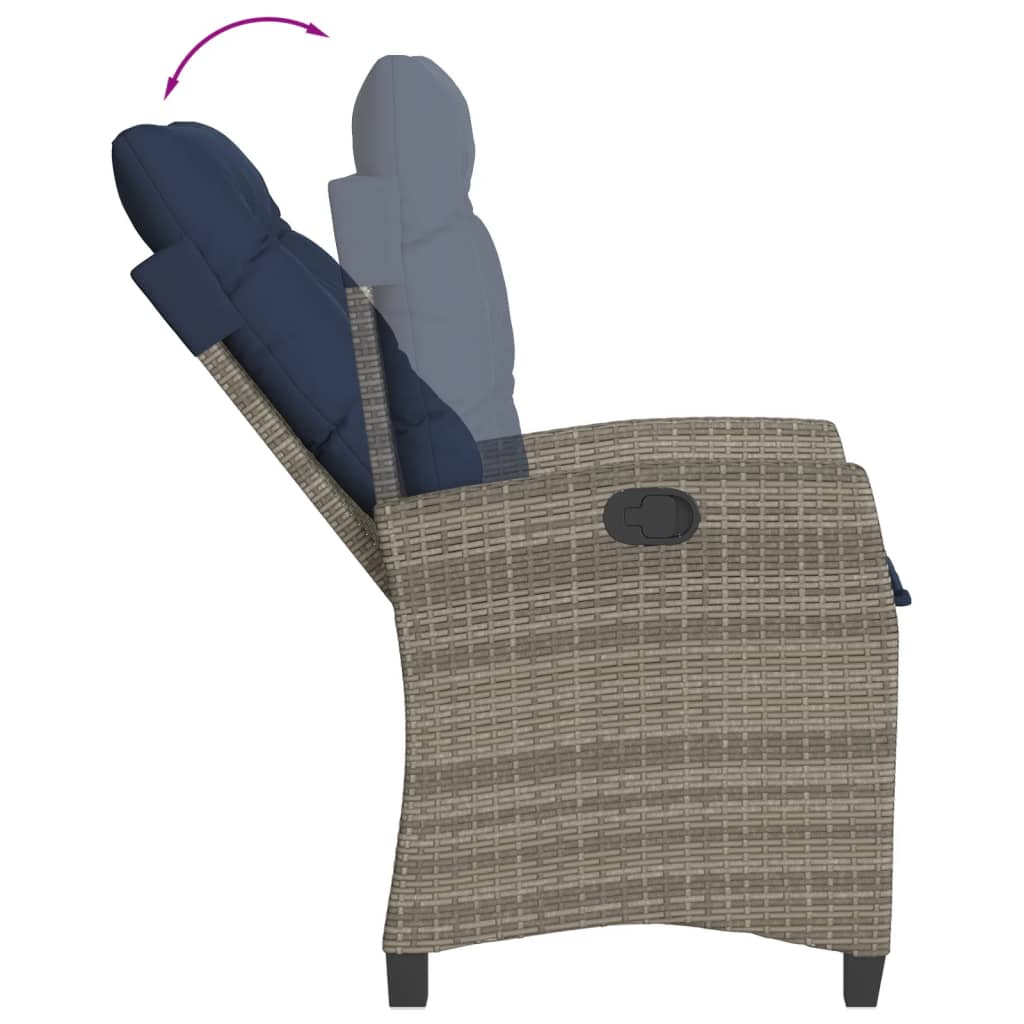 9 Piece Garden Dining Set with Cushions Grey Poly Rattan