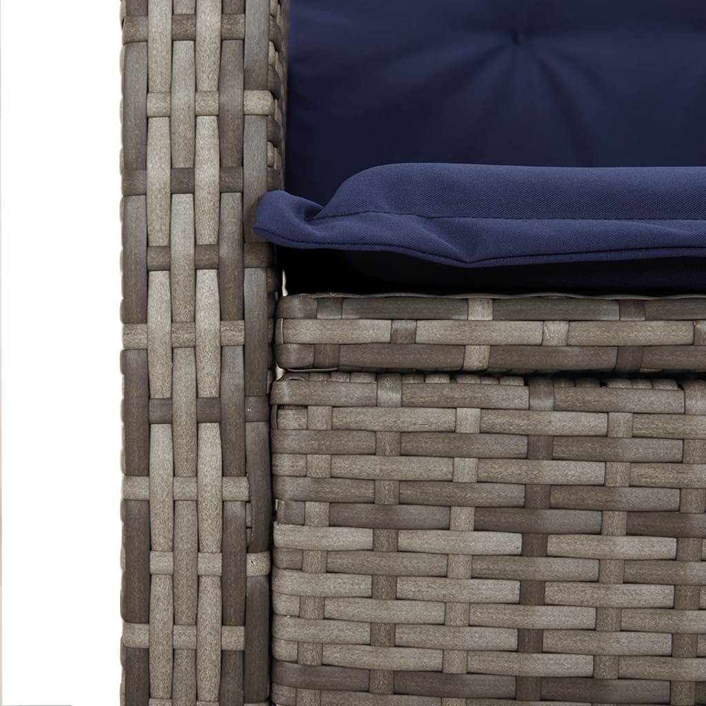 9 Piece Garden Dining Set with Cushions Grey Poly Rattan