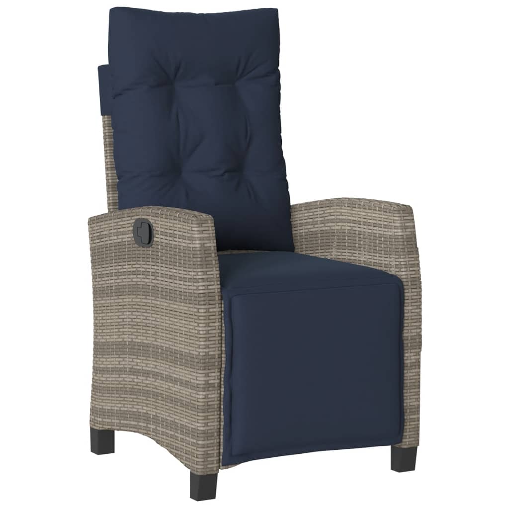 9 Piece Garden Dining Set with Cushions Grey Poly Rattan