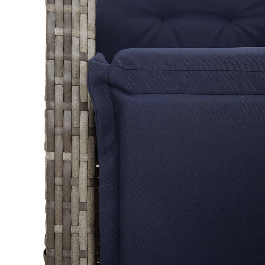 5 Piece Garden Dining Set with Cushions Grey Poly Rattan (US only)