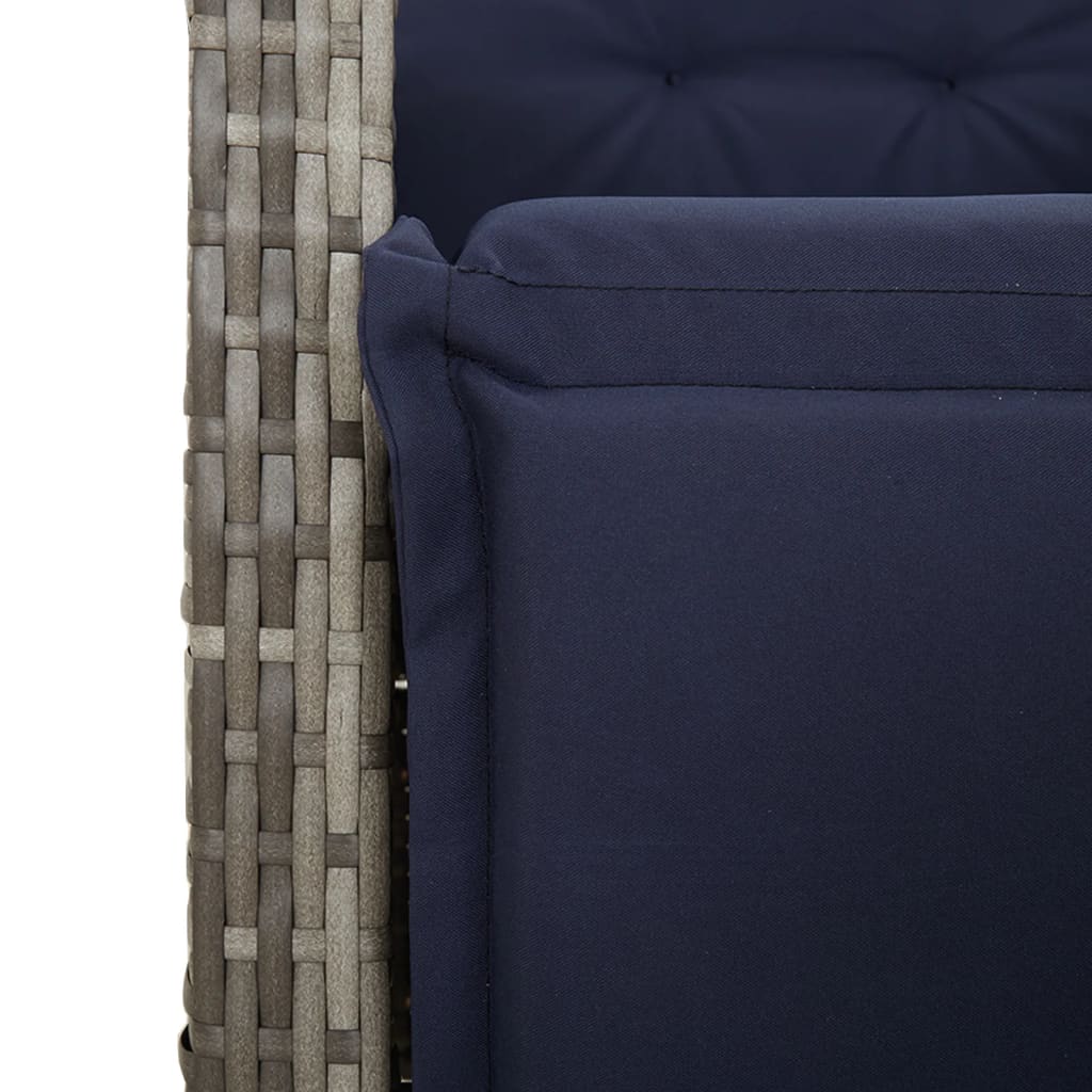 5 Piece Garden Dining Set with Cushions Grey Poly Rattan (US only)