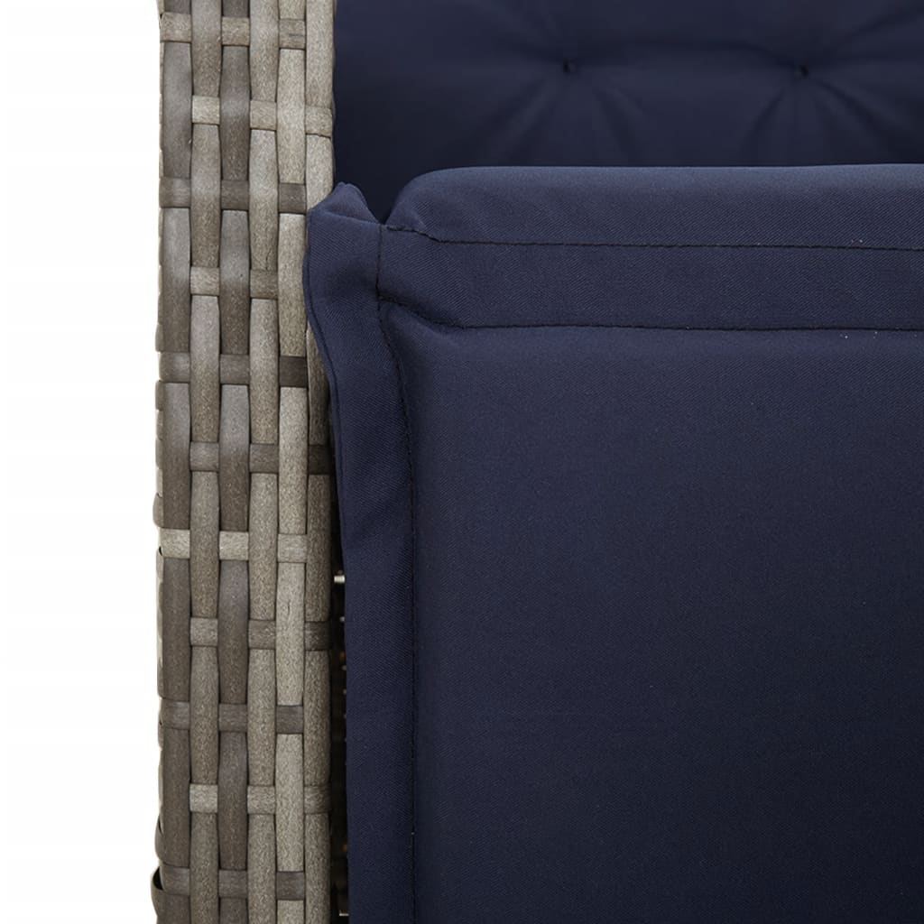 7 Piece Garden Dining Set with Cushions Grey Poly Rattan