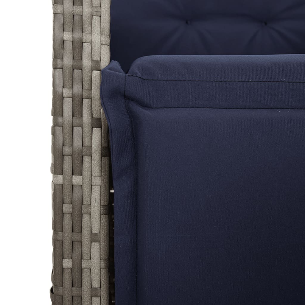 9 Piece Garden Dining Set with Cushions Grey Poly Rattan