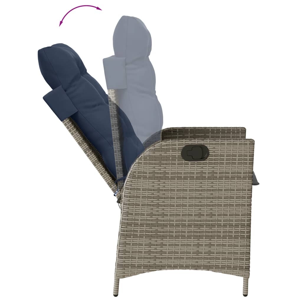 7 Piece Garden Dining Set with Cushions Grey Poly Rattan (US only)