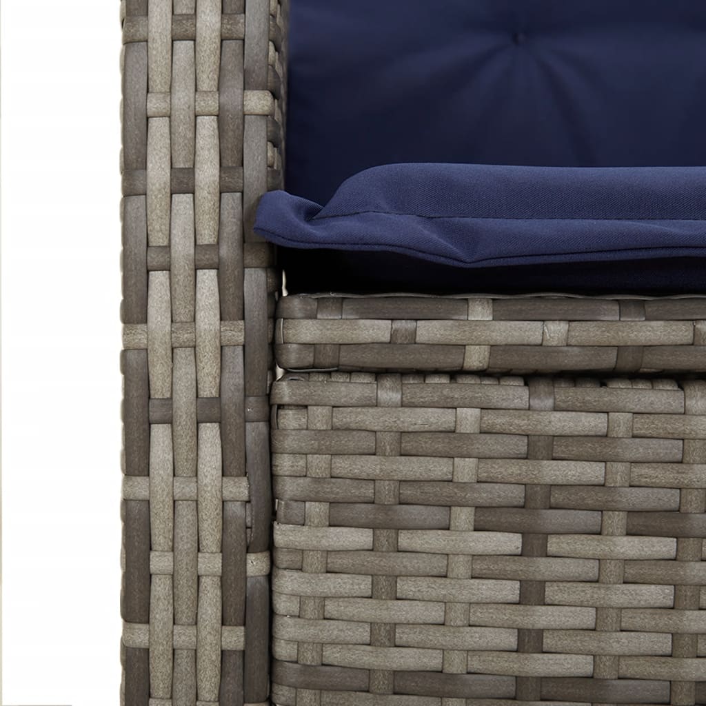 3 Piece Garden Dining Set with Cushions Grey Poly Rattan (US only)