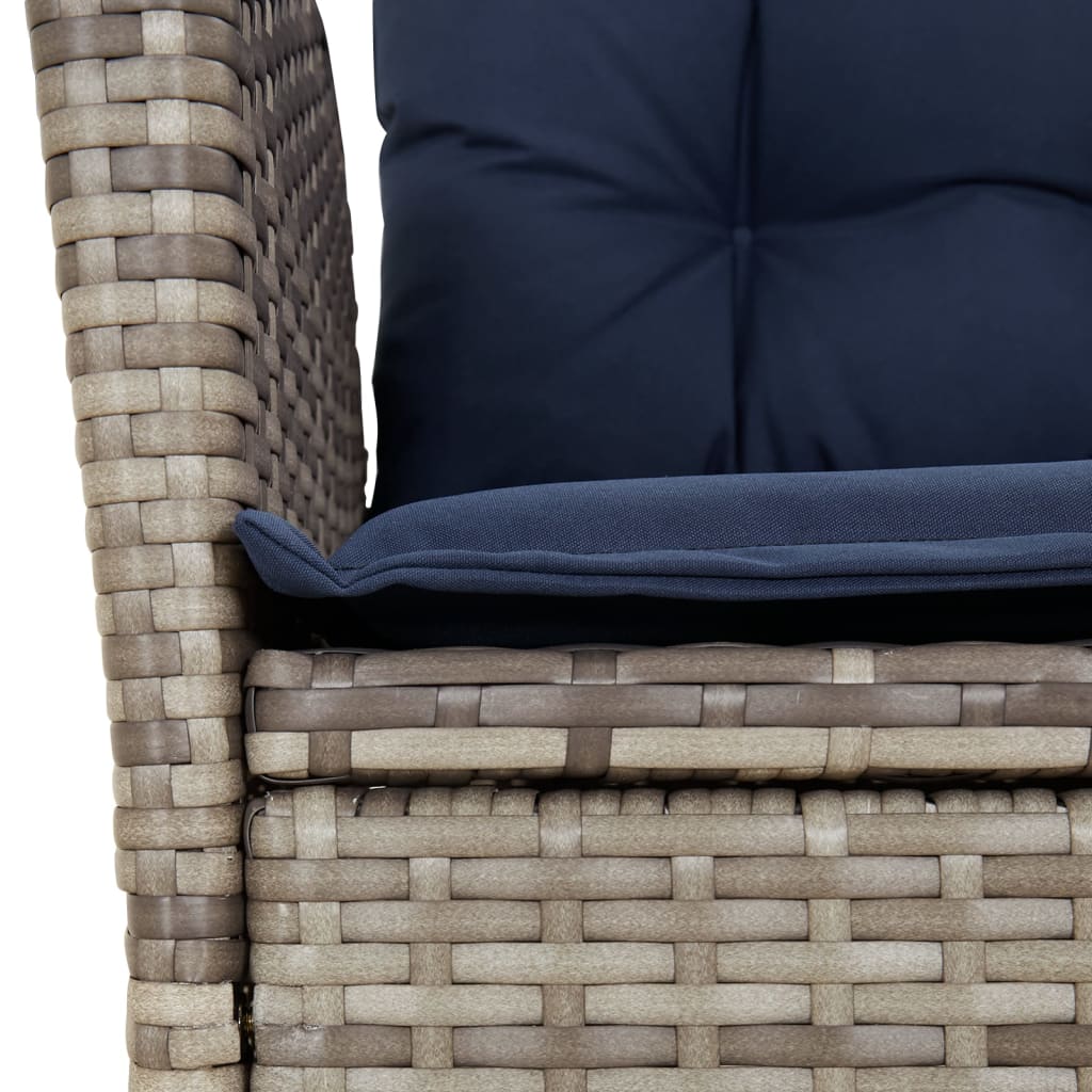 7 Piece Garden Dining Set with Cushions Grey Poly Rattan