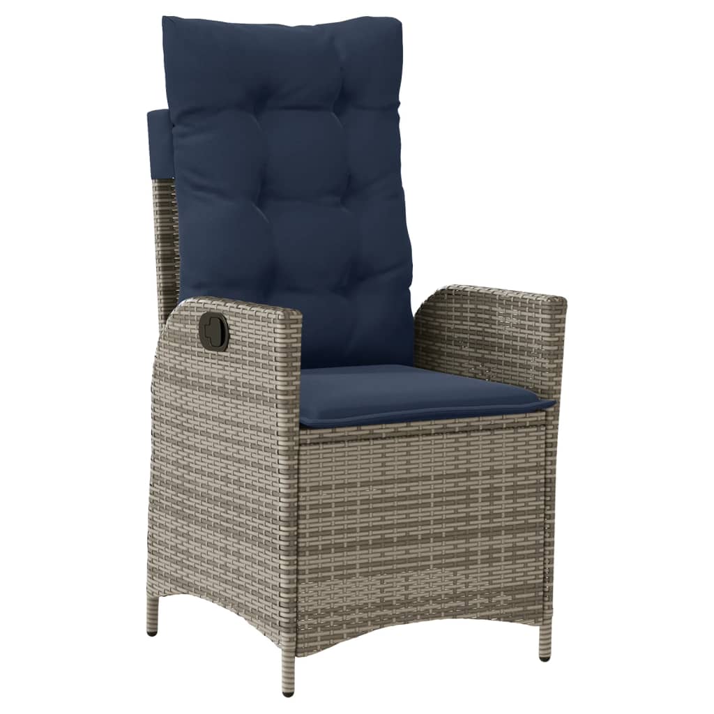 9 Piece Garden Dining Set with Cushions Grey Poly Rattan