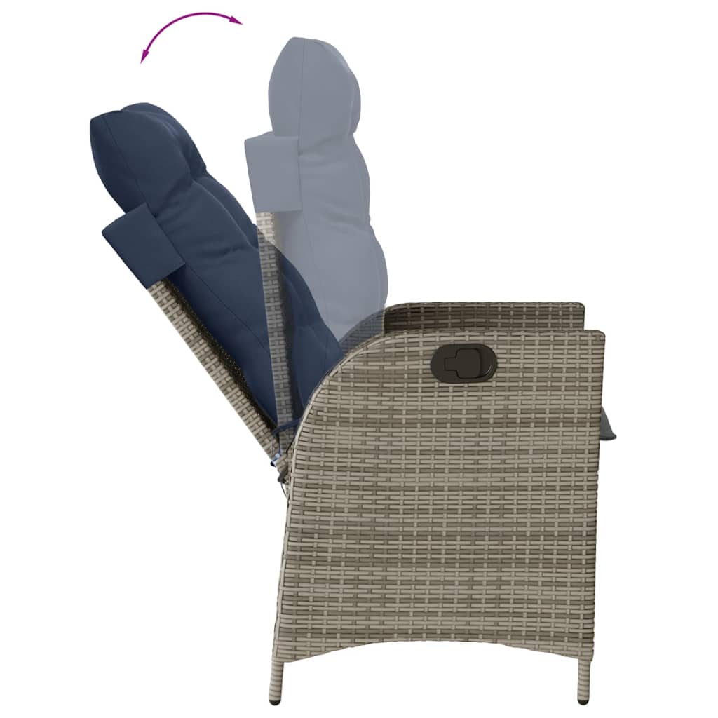 9 Piece Garden Dining Set with Cushions Grey Poly Rattan