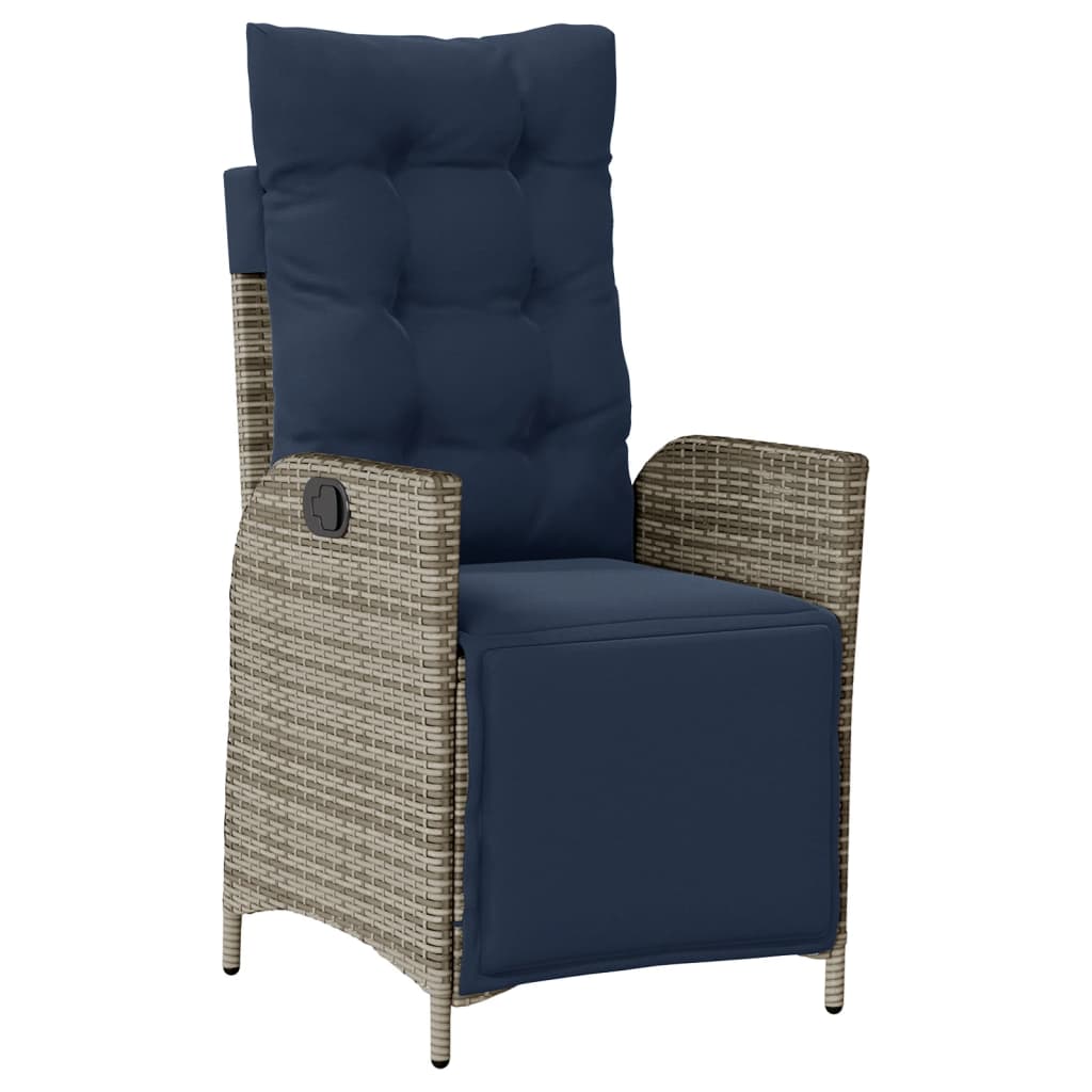 9 Piece Garden Dining Set with Cushions Grey Poly Rattan